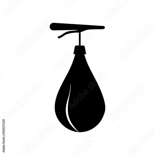 A Classic Black Silhouette of a Boxing Speed Bag on White Background