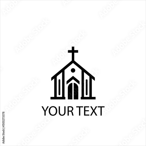 Minimalist Church Logo Vector – Religious Building Icon Isolated on White Background