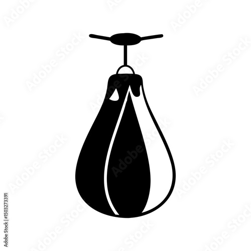 Stylized Black and White Punching Bag Isolated on a White Background