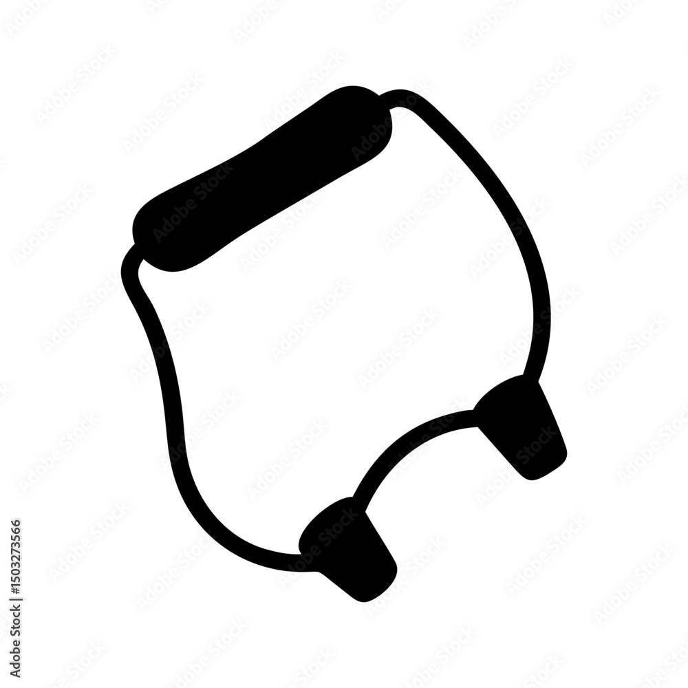 Obraz premium Black resistance band isolated on white background, fitness equipment for workout