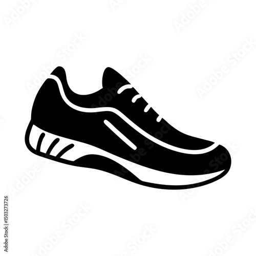 Black and White Silhouette Illustration of a Comfortable Running Shoe