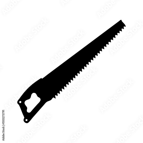 Silhouette of a hand saw depicting woodworking and carpentry tool