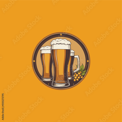 T-shirt design ready to screen print for beer day. Can be used for logo	
