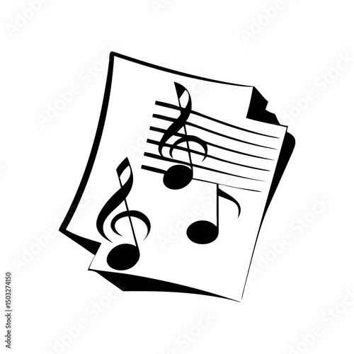 Stylized Sheet Music Featuring a Treble Clef and Musical Notes on Staff