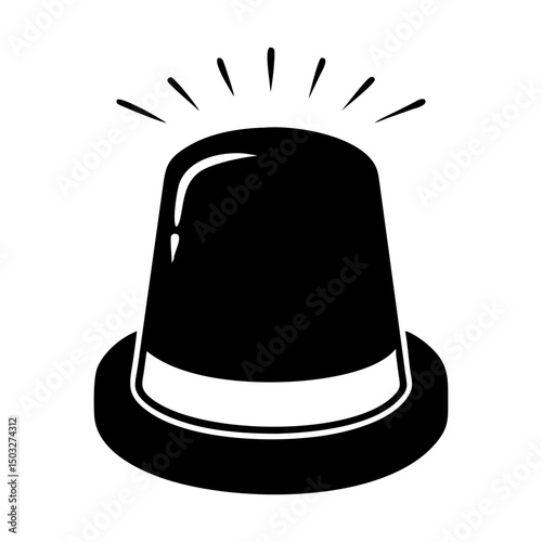 Simple black and white vector illustration of an emergency police siren