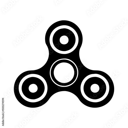 Black and white image of a fidget spinner toy with rounded edges