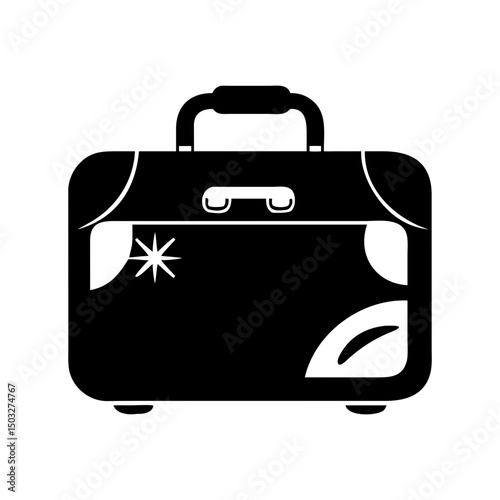 Stylish black travel suitcase with unique embellishments in modern simplistic style