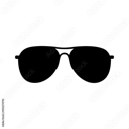 A classic black aviator sunglasses silhouette, simple, minimalist, and stylish design