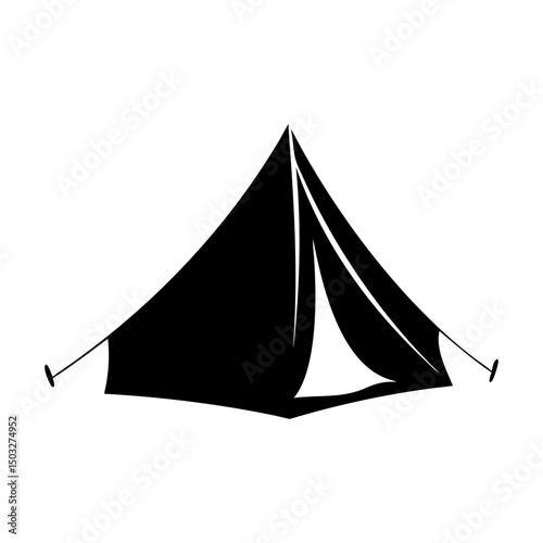 Monochrome image of a simple camping tent perfect for outdoor adventures