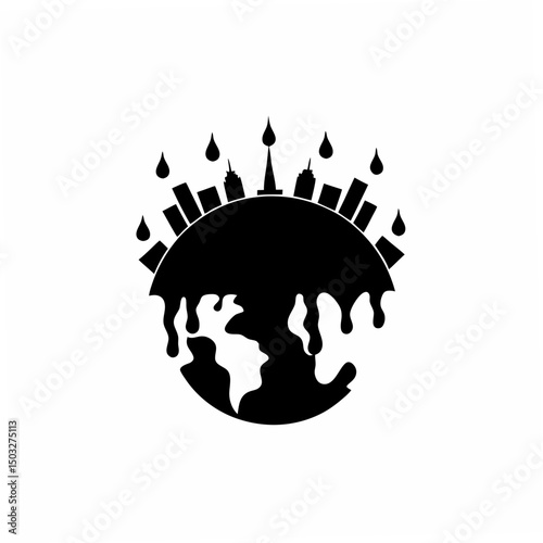creative Silhouette Global Warming Vector Illustration 