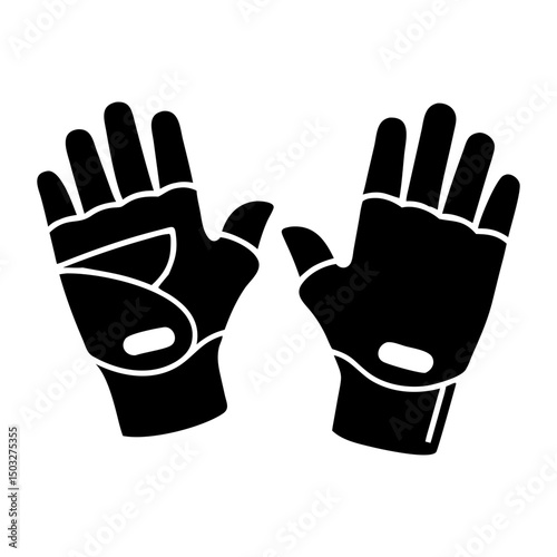 Pair of black fingerless gloves for weightlifting or cycling workout