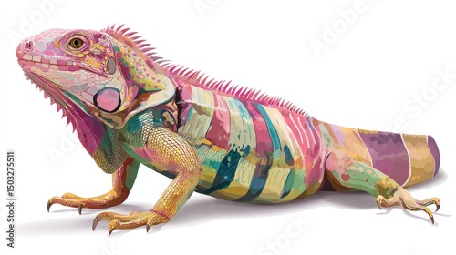 Vibrant iguana with multicolored patterns