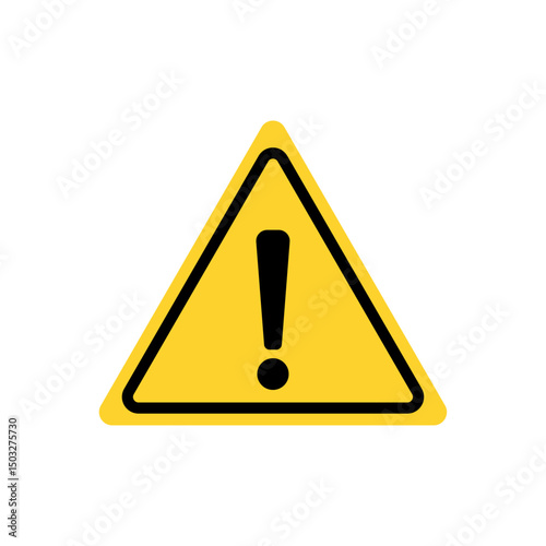 Yellow warning triangle sign isolated on transparent background