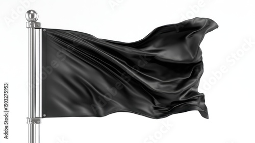 Black flag billowing in the wind