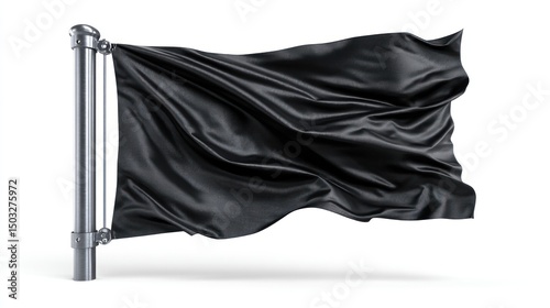 Black flag draped over metal pole