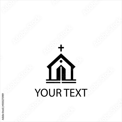 Minimalist Church Logo Vector – Religious Building Icon Isolated on White Background