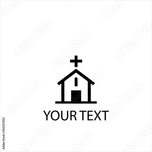 Minimalist Church Logo Vector – Religious Building Icon Isolated on White Background