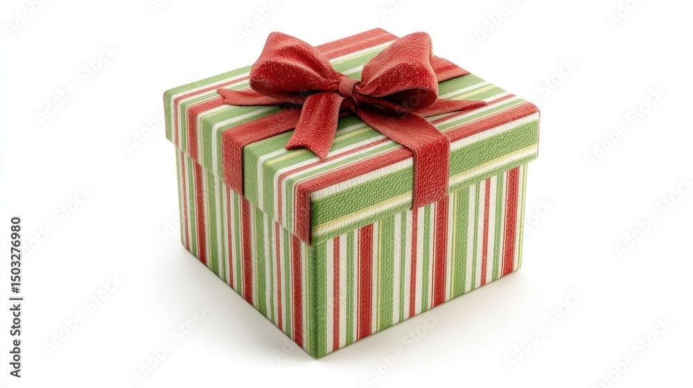 Fototapeta premium Festive gift box with red and green stripes