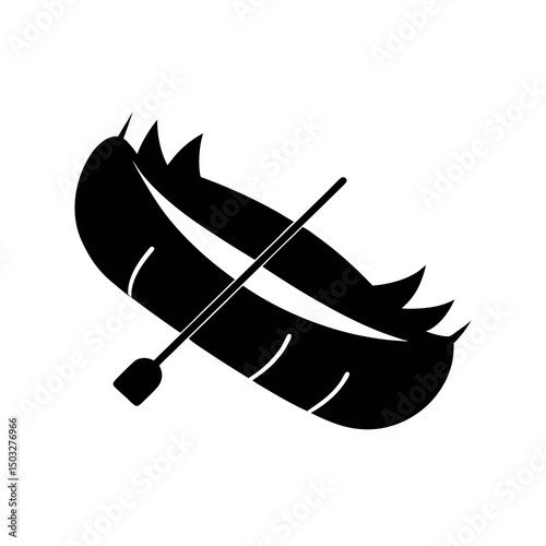 Bold Whitewater Rafting Scene in Vector Silhouette