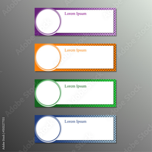 Colorful Modern Promotion Banner Labels with Circular Frames – Set of Four