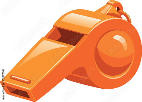 Orange whistle vector illustration for sports and refereeing equipment design 