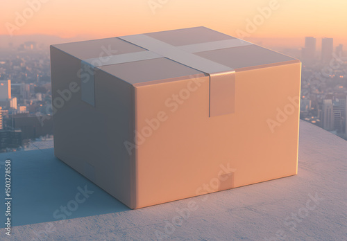 Caja de cartón de envío y transporte de mercancías. mensajería, paquetería industria y ecommerce