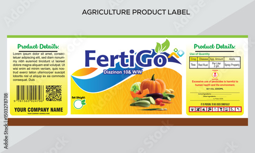 Organic Fertilizer Label Design Template – Editable Vector for Packaging, Agriculture product label.