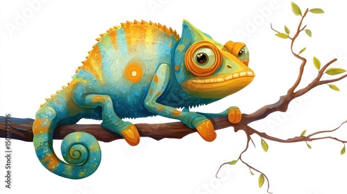 Colorful chameleon on a branch (1)