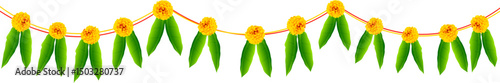 Flower garland decoration toran for Happy Diwali, Dussehra Indian Holiday festival background template for banner