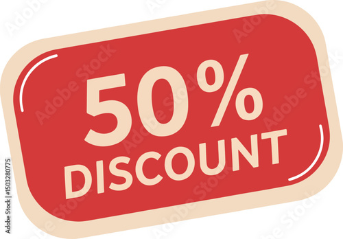 rounded corner 50% discount vector badge