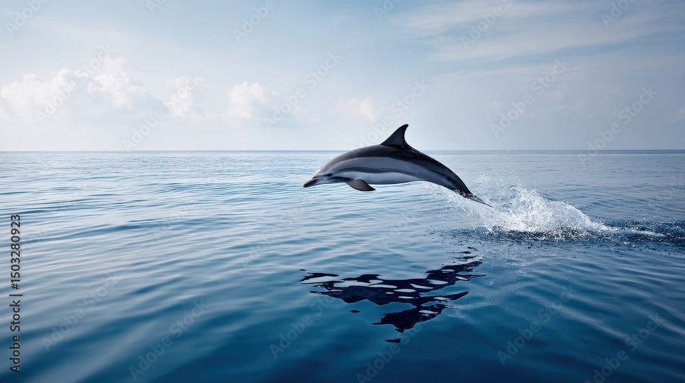 Fototapeta premium Dolphin Jump Captured Above Water Surface