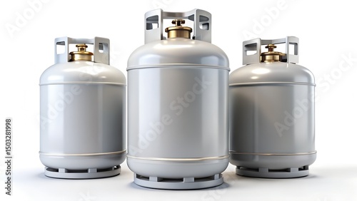 three propane tanks lined up in a row