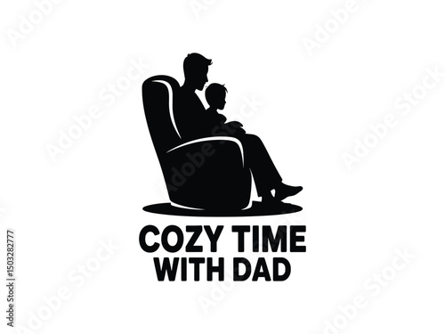 Cozy Time with Dad – Father and Child Silhouette Design
