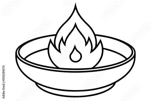 Minimalist Line Art of a Round Fire Pit – Clean Black Vector Illustration

