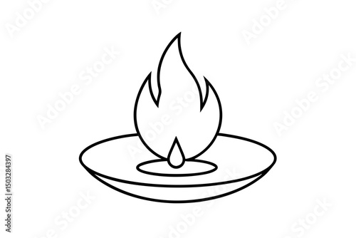 Minimalist Line Art of a Round Fire Pit – Clean Black Vector Illustration

