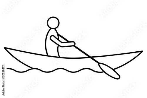 Minimalist Kayaking Line Art – Person in Kayak Vector Illustration

