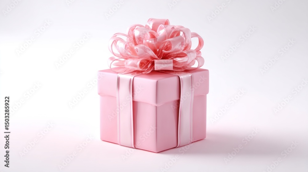 Fototapeta premium Pink gift box with a delicate bow
