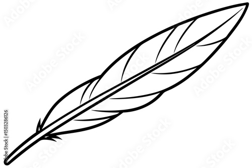 Minimalist Bird Feather Line Art – Elegant Nature Icon Design

