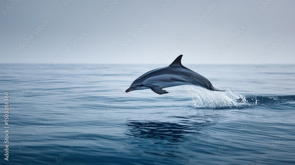Fototapeta premium Jumping Dolphin Over Blue Ocean Water