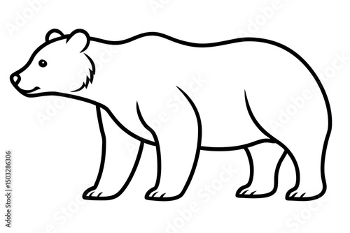Minimal Line Art of a Standing Bear – Vector Wildlife Illustration

