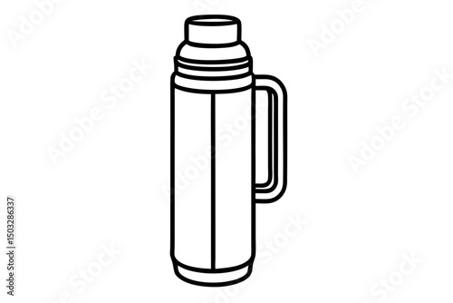 Minimal Line Art of a Travel Thermos – Vector Camping & Hiking Illustration


