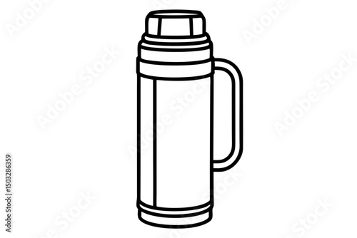 Minimal Line Art of a Travel Thermos – Vector Camping & Hiking Illustration

