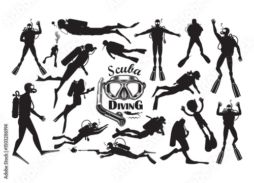 Scuba Diving vector, Scuba Diving clipart, Scuba Diving silhouette