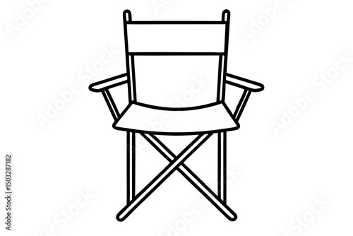 Minimal Line Art of a Folding Camp Chair – Vector Graphic


