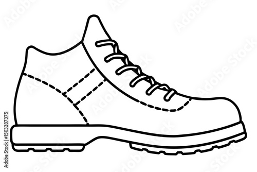 Minimalist Line Art of a Hiking Boot Print – Vector Illustration

