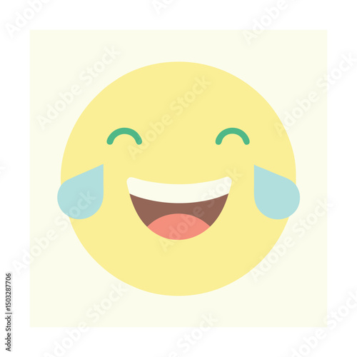 Yellow laughing emoji with tears representing happiness and laughter smiling face vector