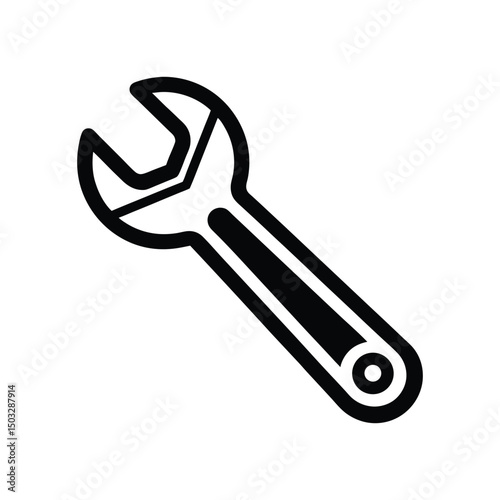 a black outline wrench vector illustration.eps