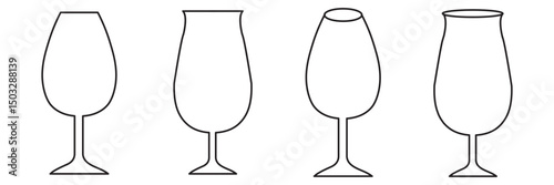 Alcohol glass vector line icon set. Wine Glass line Icon. Set of empty glasses. Cocktail glass symbol vector, icon for web design, logo, app. Editable vector stroke.