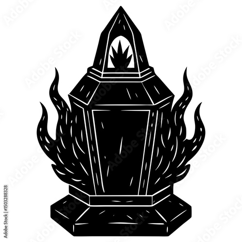 Abandoned asylum with broken window silhouette vector illustration 