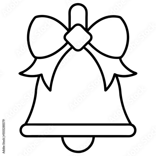 Bells with bow minimalist line art vector illustration 